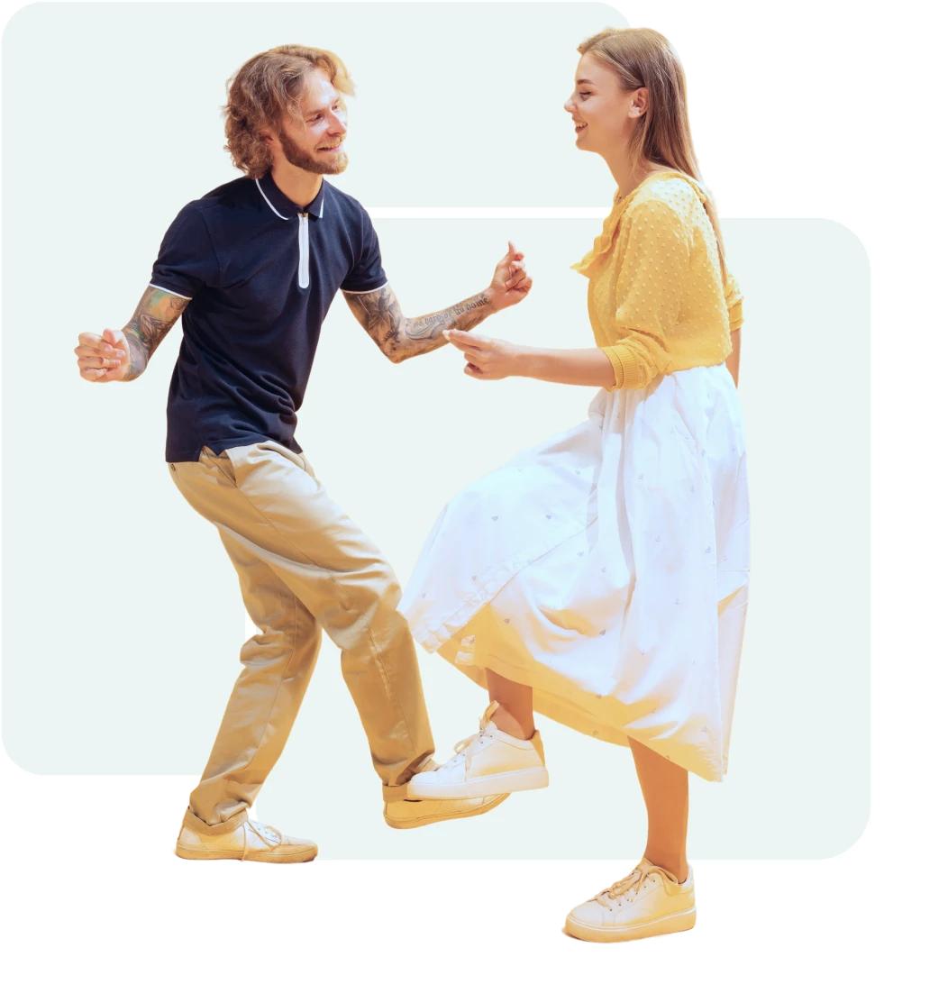 Two people dancing joyfully