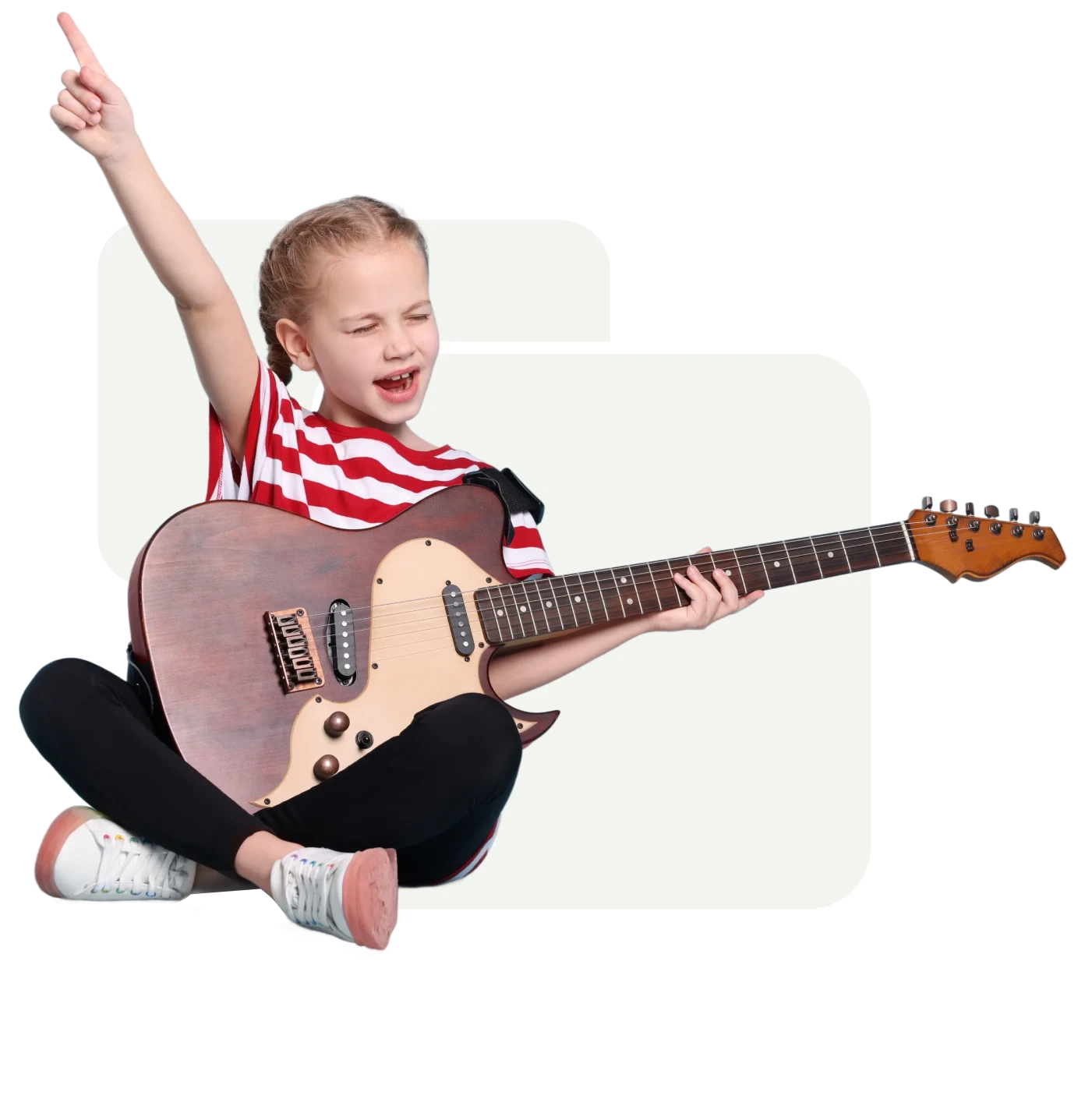 Young girl rocking out on guitar